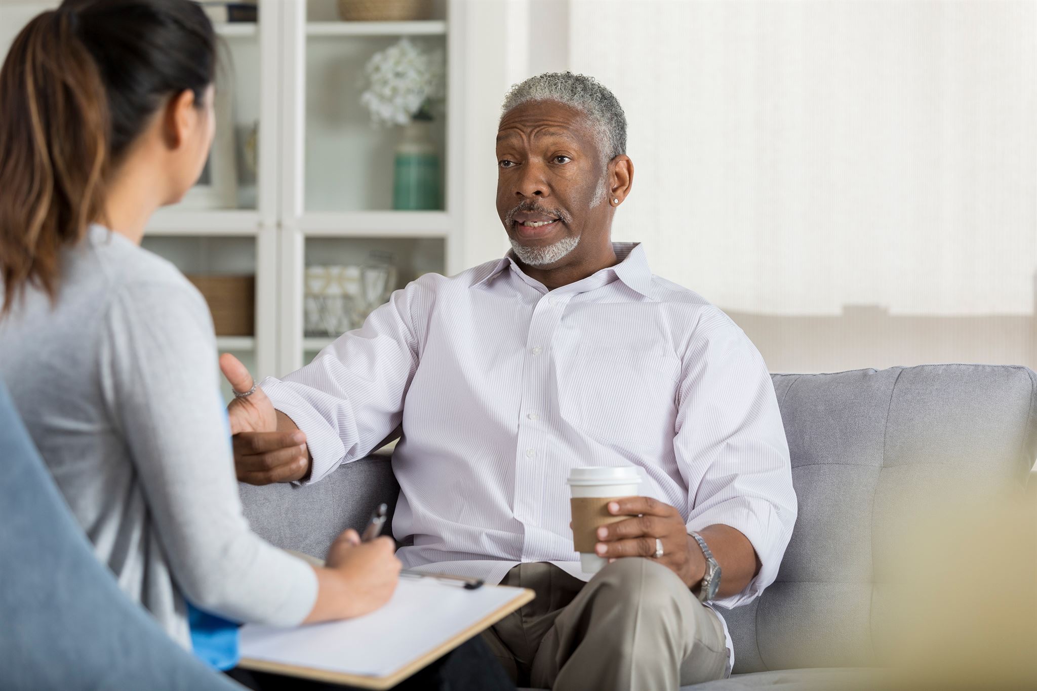 Therapist and client discussion
